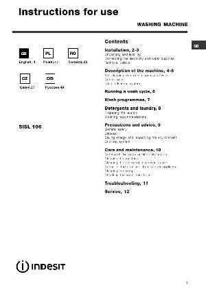 User manual Indesit SISL-106  ― Manual-Shop.ru