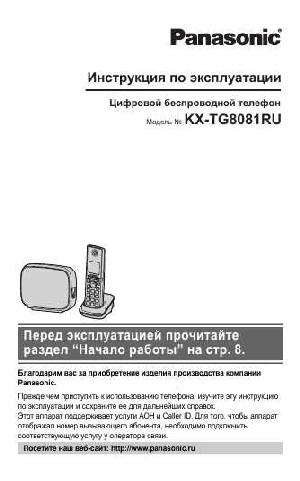 Инструкция Panasonic KX-TG8081RU  ― Manual-Shop.ru