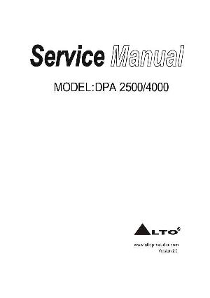 Сервисная инструкция Alto DPA-2500, DPA-4000 ― Manual-Shop.ru