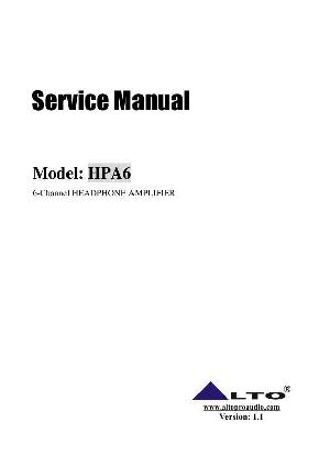 Сервисная инструкция Alto HPA6 ― Manual-Shop.ru