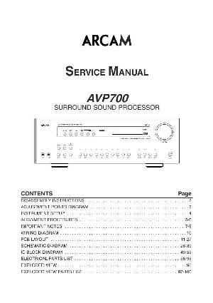 Сервисная инструкция Arcam AVP-700 ― Manual-Shop.ru