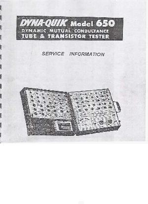 Сервисная инструкция B&K DYNA-QUIK-650 ― Manual-Shop.ru