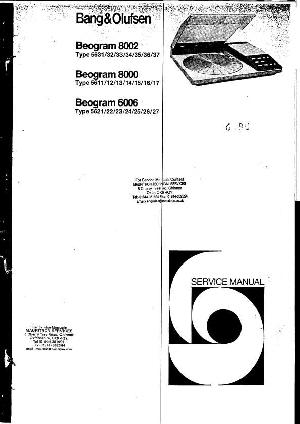 Service manual Bang&Olufsen BEOGRAM 8002, 8000, 6006 ― Manual-Shop.ru