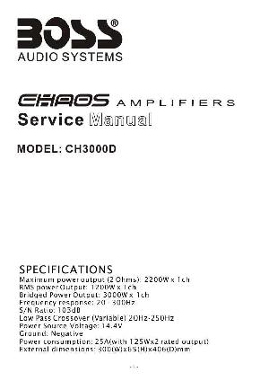 Сервисная инструкция Boss CH3000D ― Manual-Shop.ru