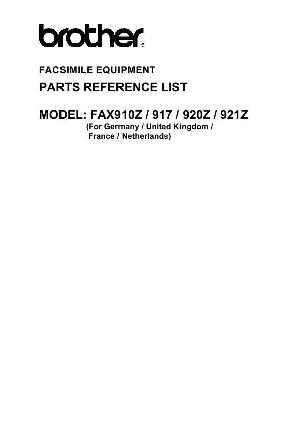 Service manual Brother Fax 910z, 917, 920z, 921z Каталог запчастей для устройства ― Manual-Shop.ru