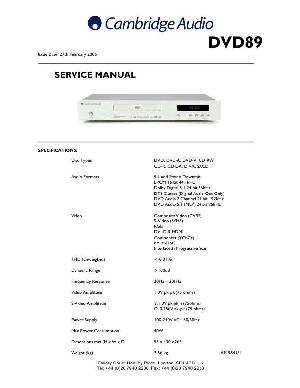 Сервисная инструкция Cambridge Audio DVD89 ― Manual-Shop.ru