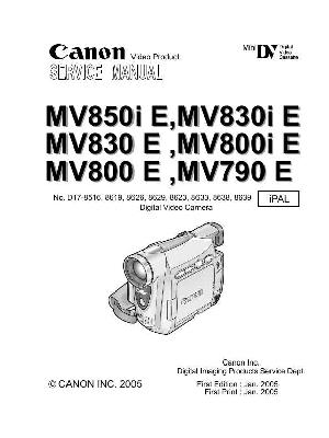 Service manual Canon MV-790E, MV-800I, MV-830I, MV-850I ― Manual-Shop.ru