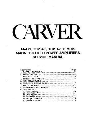 Service manual Carver M-4.0T, TFM-4.0, TFM-42, TFM-45 ― Manual-Shop.ru
