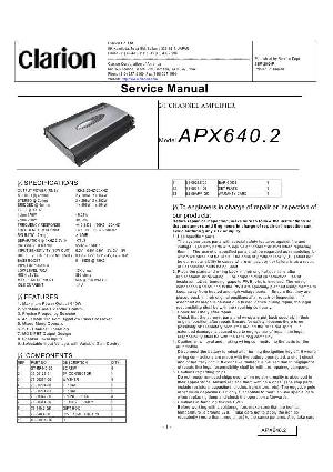 Сервисная инструкция Clarion APX640.2 ― Manual-Shop.ru