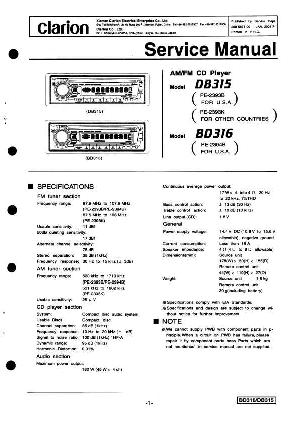 Сервисная инструкция Clarion BD316, DB315 ― Manual-Shop.ru