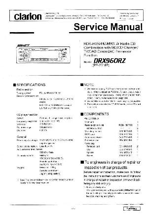 Сервисная инструкция Clarion DRX-960Rz ― Manual-Shop.ru