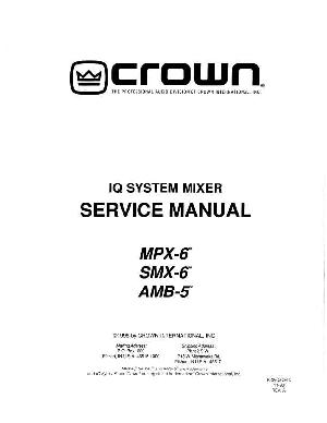 Сервисная инструкция Crown MPX-6, SMX-6, AMB-5 ― Manual-Shop.ru