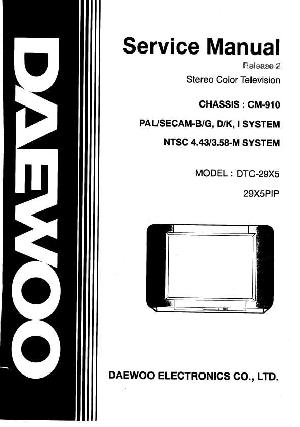 Сервисная инструкция Daewoo CM-910 chassis (DTC-29X5, 29X5PIP) ― Manual-Shop.ru