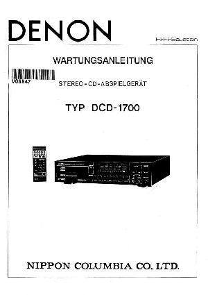 Сервисная инструкция Denon DCD-1700 ― Manual-Shop.ru