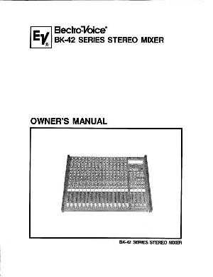 Сервисная инструкция Electro-Voice BK-42 ― Manual-Shop.ru