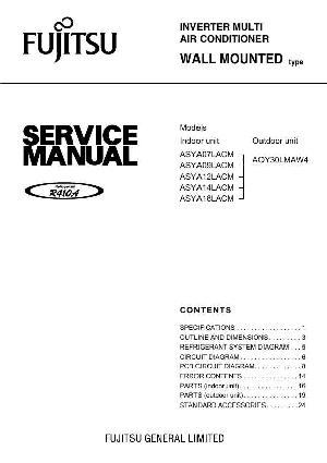 Service manual FUJITSU ASYA07LACM, ASYA09LACM, ASYA12LACM, ASYA14LACM, ASYA18LACM, AOY30LMAW4 ― Manual-Shop.ru