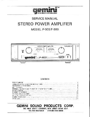 Service manual Gemini P-600, P-800  ― Manual-Shop.ru