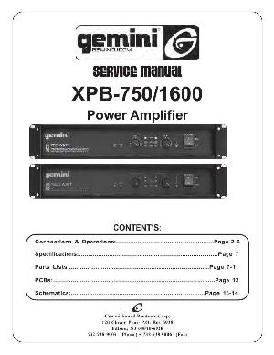 Service manual Gemini XPB-750, XPB-1600 ― Manual-Shop.ru