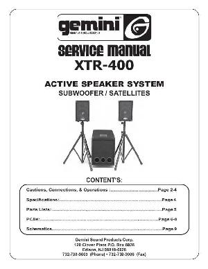 Сервисная инструкция Gemini XTR-400  ― Manual-Shop.ru
