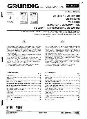 Сервисная инструкция Grundig VS-901VPT, VS-902PDC, VS-9091VPS, VS-910GB, VS-9291VPT, VS-920VPT, MVS-9205VPT ― Manual-Shop.ru