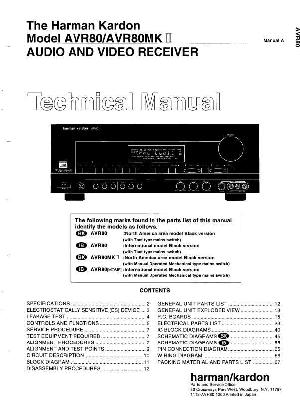 Сервисная инструкция Harman-Kardon AVR-80, AVR-80MKII ― Manual-Shop.ru