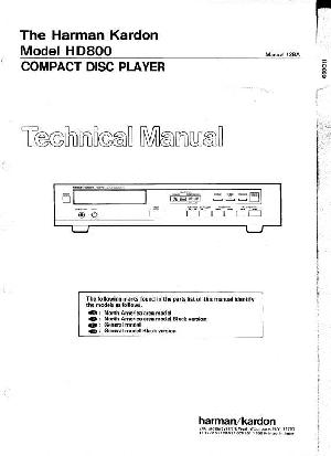 Сервисная инструкция Harman-Kardon HD-800 ― Manual-Shop.ru