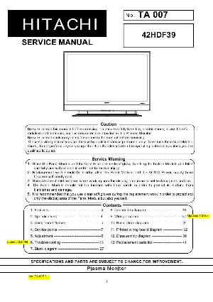 Сервисная инструкция Hitachi 42HDF39 ― Manual-Shop.ru