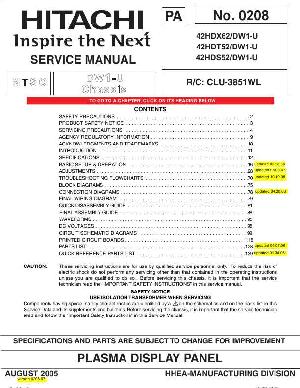 Сервисная инструкция Hitachi 42HDS52, 42HDT52, 42HDX62 ― Manual-Shop.ru