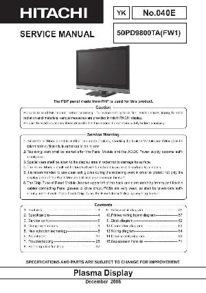 Сервисная инструкция Hitachi 50PD9800TA ― Manual-Shop.ru