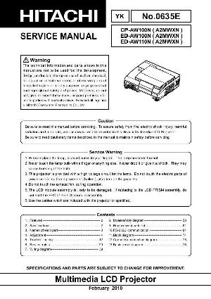 Сервисная инструкция Hitachi CP-AW100N, ED-AW100N, ED-AW110N ― Manual-Shop.ru