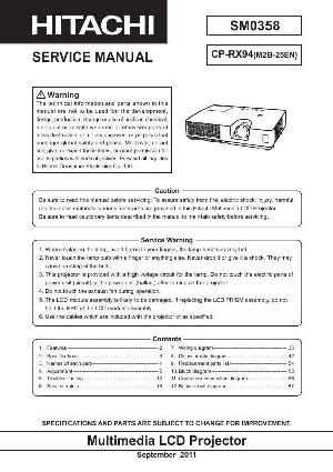 Сервисная инструкция HITACHI CP-RX94 ― Manual-Shop.ru