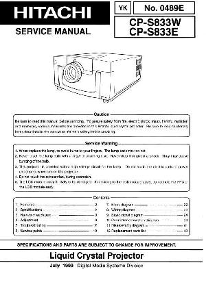 Service manual Hitachi CP-S833E ― Manual-Shop.ru