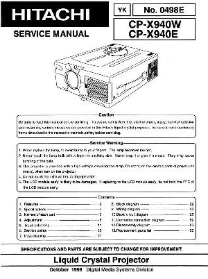 Сервисная инструкция Hitachi CP-X940E ― Manual-Shop.ru