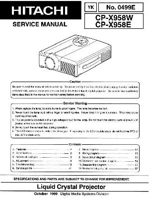 Сервисная инструкция Hitachi CP-X958 ― Manual-Shop.ru