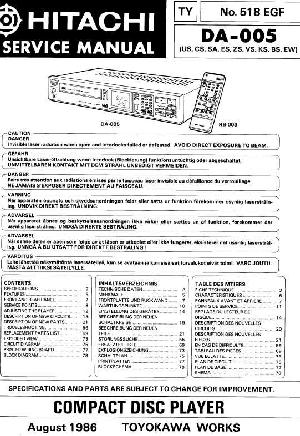 Сервисная инструкция Hitachi DA-005 ― Manual-Shop.ru