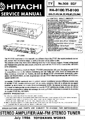 Сервисная инструкция HITACHI FT-D100 ― Manual-Shop.ru