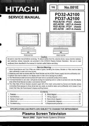 Service manual Hitachi PD32-A2100, PD37-A2100 ― Manual-Shop.ru