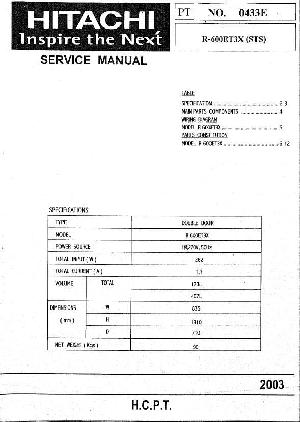 Сервисная инструкция Hitachi R-600ET3X(STS) ― Manual-Shop.ru