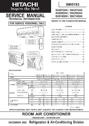 Сервисная инструкция Hitachi RAS-07GH4, RAS-09GH4, RAS-14GH4 ― Manual-Shop.ru