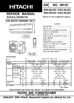 Сервисная инструкция Hitachi RAS-25JX5, RAS-35JX5 ― Manual-Shop.ru