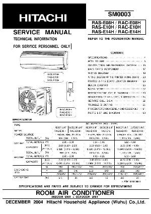 Сервисная инструкция Hitachi RAS-E08H, RAS-E10H, RAS-E14H ― Manual-Shop.ru