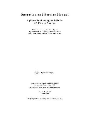 Сервисная инструкция HP (Agilent) 85901A AC POWER SOURCE ― Manual-Shop.ru