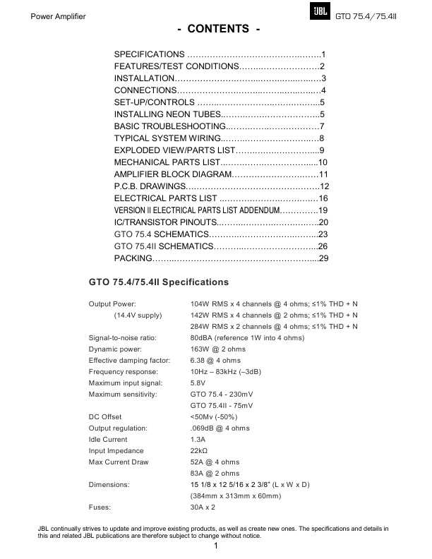 Сервисная JBL GTO-75.4II ― Manual-Shop.ru
