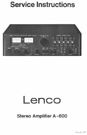 Сервисная инструкция Lenco A-600 ― Manual-Shop.ru