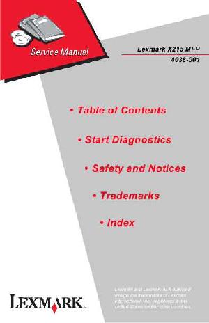 Сервисная инструкция Lexmark X215 MFP ― Manual-Shop.ru