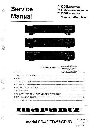 Сервисная инструкция Marantz CD-43, CD-53, CD-63 ― Manual-Shop.ru