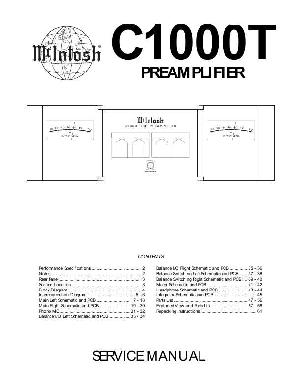 Сервисная инструкция McIntosh C1000T ― Manual-Shop.ru