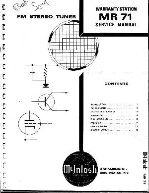 Сервисная инструкция McIntosh MR71 ― Manual-Shop.ru