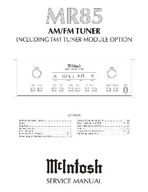 Сервисная инструкция McIntosh MR85 ― Manual-Shop.ru