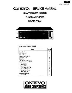 Сервисная инструкция Onkyo TX-61 ― Manual-Shop.ru